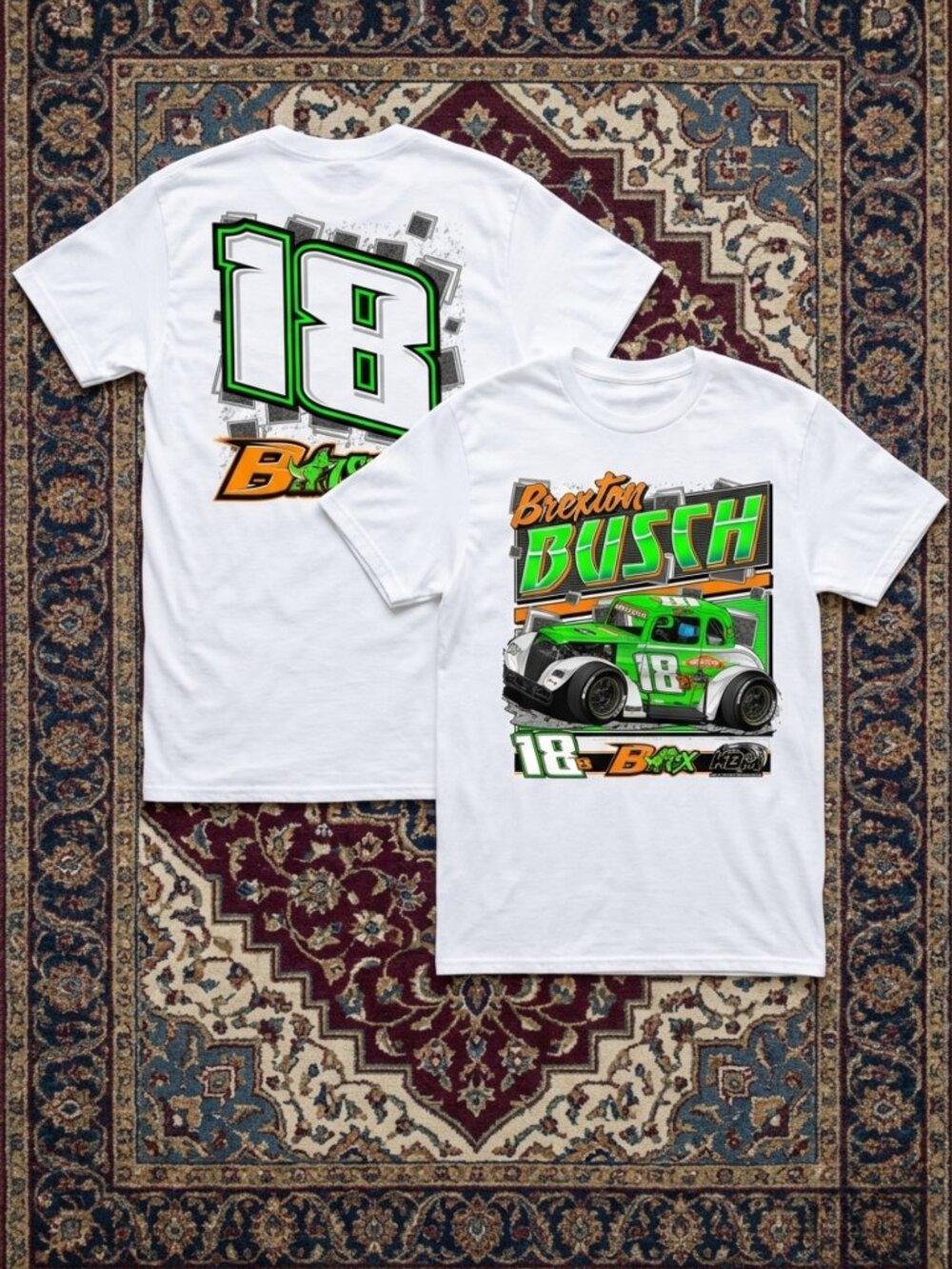 Brexton Busch #18 Racing Tee Vintage NASCAR Style Graphic Shirt